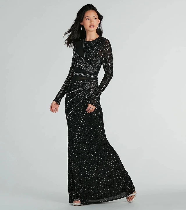 mandy glitter mesh mermaid dress Windsor Sofia Long Sleeve Rhinestone upload-20240325