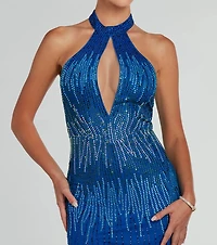Darlene Halter Mermaid Rhinestone Formal Dress