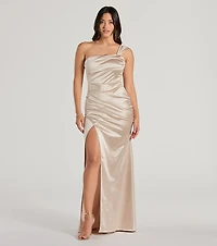 Kathie Formal Satin One-Shoulder Dress
