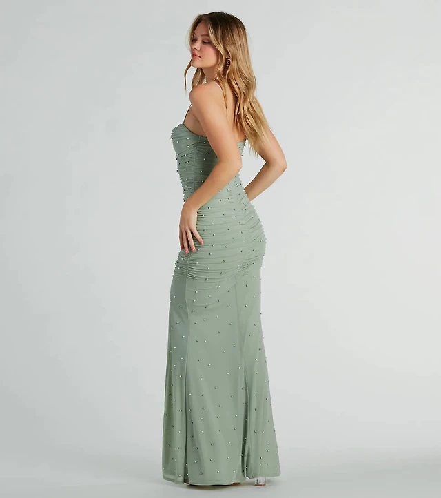 zoe formal mesh faux pearl midi dress Windsor Zoe Formal Mesh Faux Pearl Midi Dress