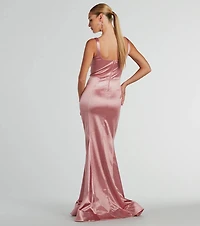 Ria Bustier Mermaid Glitter Satin Formal Dress