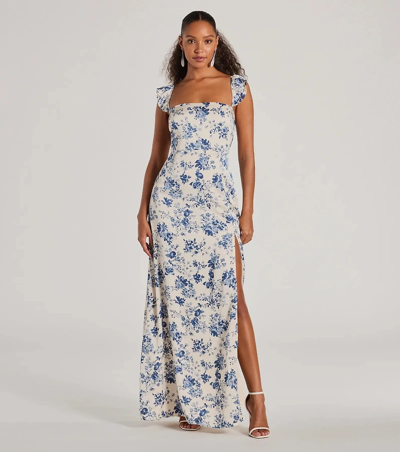 sherri hill blue flower dress Sherri Hill 55531 - Long Sheath Dress