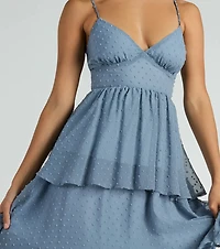 Kasey V-Neck Ruffled A-Line Chiffon Formal Dress