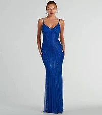 Cameron V-Neck Rhinestone Slim Formal Dress