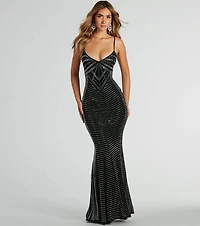 Leni V-Neck Mermaid Rhinestone Formal Dress