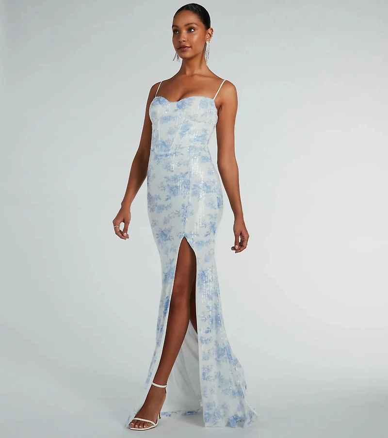 angelina satin tie-back floral sequin formal dress Angelina Satin Tie-Back Floral Sequin Formal Dress