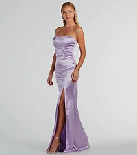 Aliyah Strapless Mermaid Satin Glitter Dress
