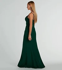 Hillary Sweetheart A-Line Crepe Formal Dress