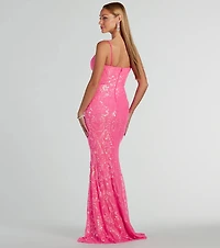 Julissa V-Neck Sequin Mesh Mermaid Dress