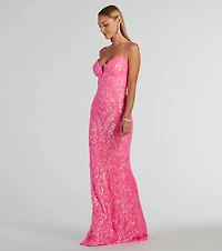 Julissa V-Neck Sequin Mesh Mermaid Dress