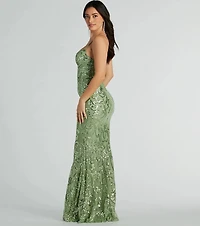 Julissa V-Neck Sequin Mesh Mermaid Dress