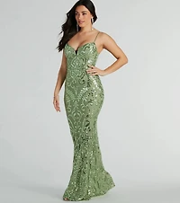 Julissa V-Neck Sequin Mesh Mermaid Dress
