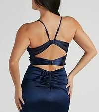 Loraine Sweetheart Wrap Mermaid Satin Formal Dress