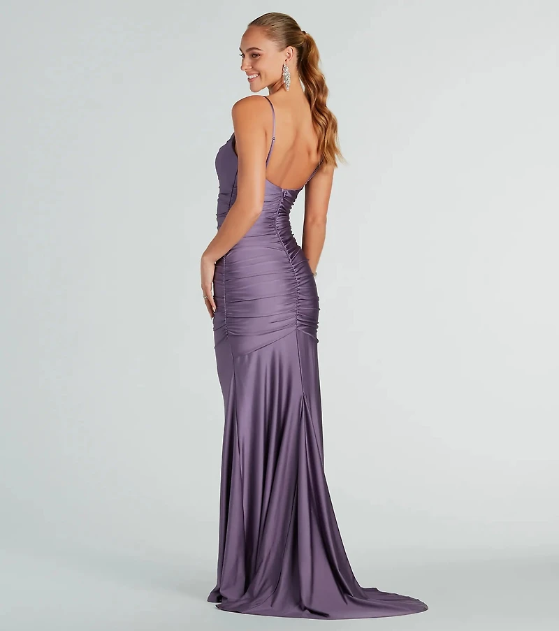 Whitley Formal Ruched Long Mermaid Dress