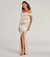 Laura Off-The-Shoulder Mermaid Satin Formal Dress