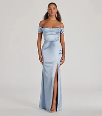 Laura Off-The-Shoulder Mermaid Satin Formal Dress
