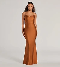 Virginia Cowl Neck Tie-Back Mermaid Formal Dress