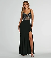 Josephine V-Neck Rhinestone Mermaid Formal Dress