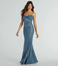 Harley Sleeveless Cutout Glitter Column Dress
