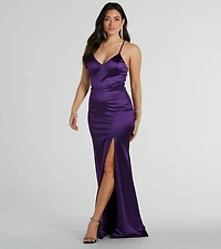 Abbey Rhinestone Strappy A-Line Satin Formal Dress