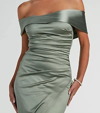 Maeva Formal Satin Off-The-Shoulder Dress