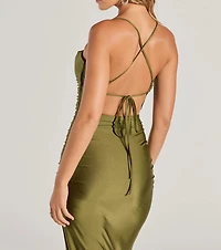 Millie Lace-Up Column Formal Dress