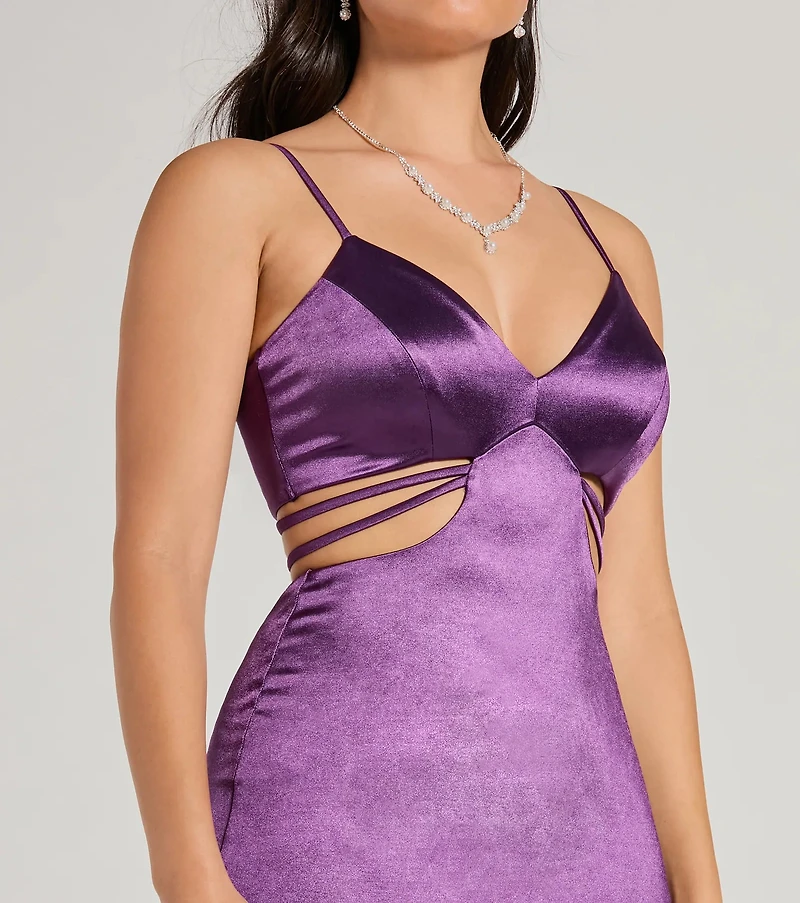 Pricilla V-Neck Strappy Mermaid Satin Formal Dress