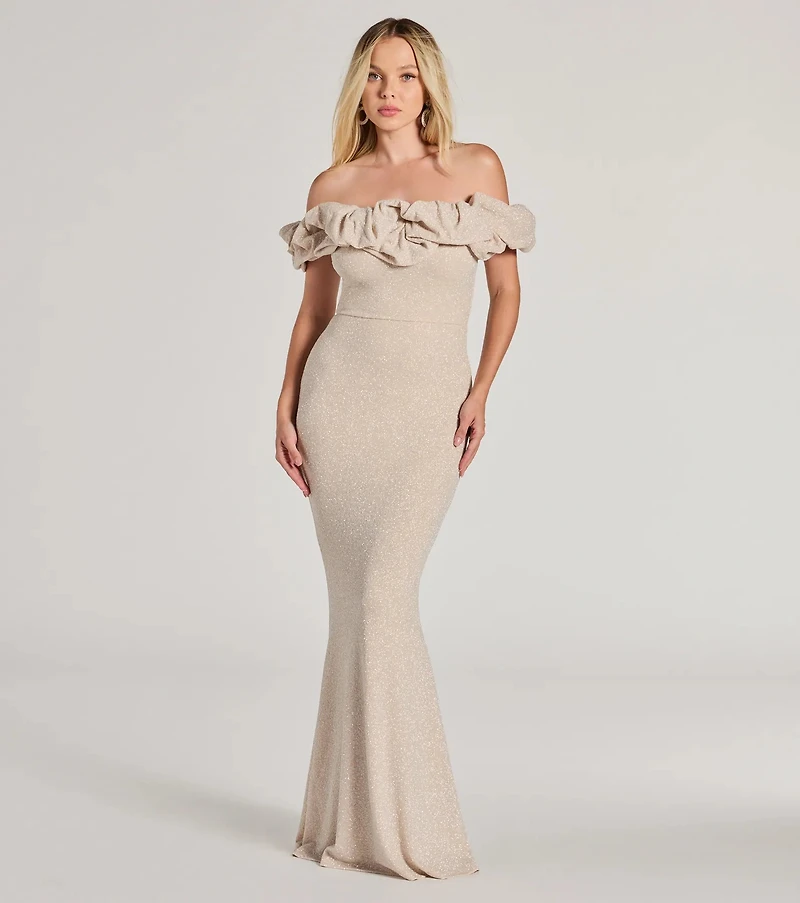 Halsey Formal Glitter Ruffled Mermaid Dress