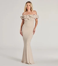 Halsey Formal Glitter Ruffled Mermaid Dress