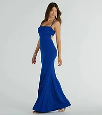Katerina Square Neck Mermaid Glitter Formal Dress