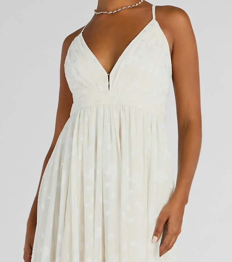Arya V-Neck Strappy A-Line Floral Chiffon Formal Dress