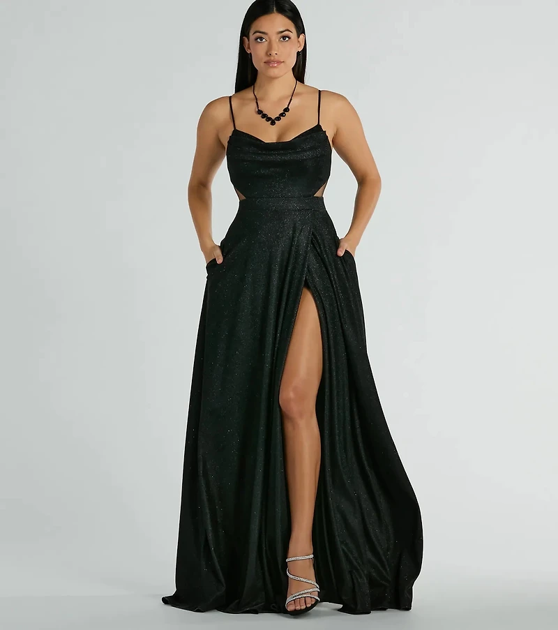 Emmeline Glitter Woven A-Line Formal Dress