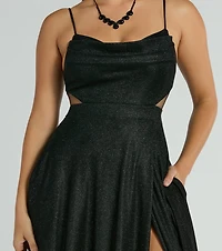 Emmeline Glitter Woven A-Line Formal Dress