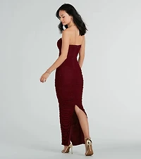 Caterina Formal Strapless Faux Pearl Long Dress