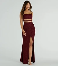 Candice Cutout Strappy Mermaid Glitter Formal Dress