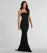 Colleen Lace Up Mermaid Glitter Formal Dress