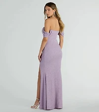 Tamara Off-The-Shoulder Mermaid Glitter Formal Dress