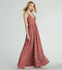 Arya V-Neck Strappy A-Line Floral Chiffon Formal Dress