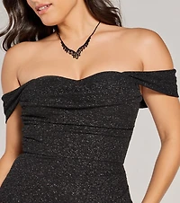 Airlie Formal Glitter Off-The-Shoulder Dress