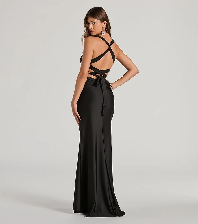 chinese dress ladies Faviana Lace-up Knot Back Prom Dress E11213