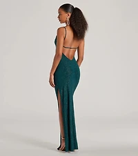 Kelly Cowl Neck Strappy Mermaid Glitter Formal Dress