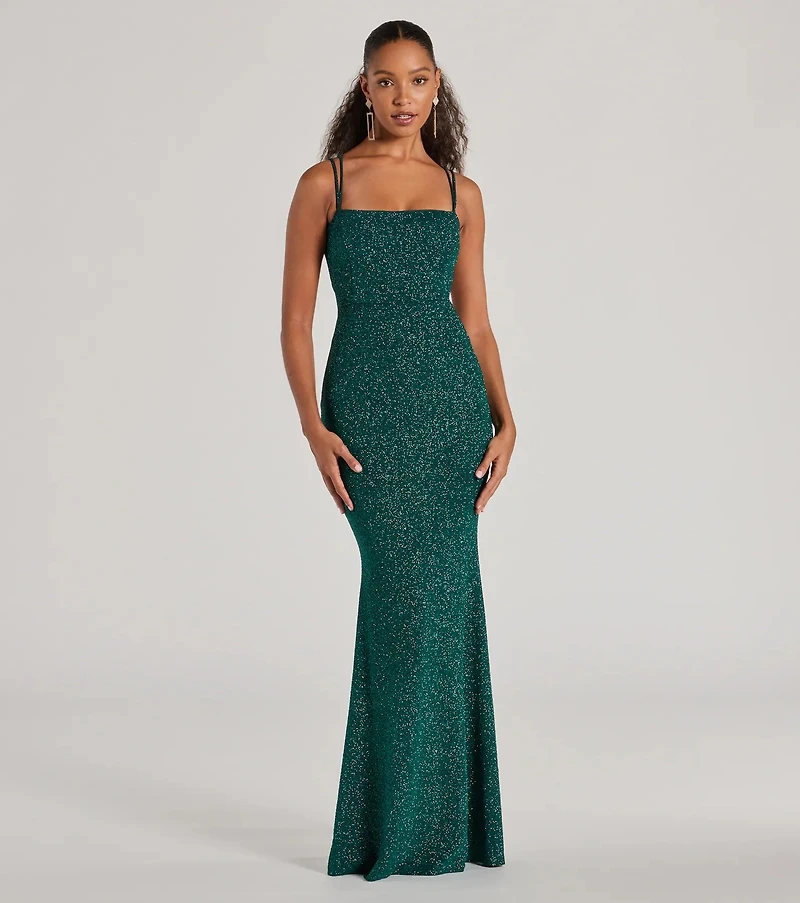 Jade Lace-Up Mermaid Glitter Formal Dress