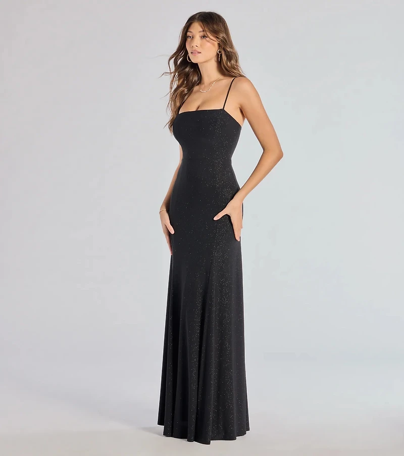 Wendy Sleeveless A-Line Glitter Formal Dress