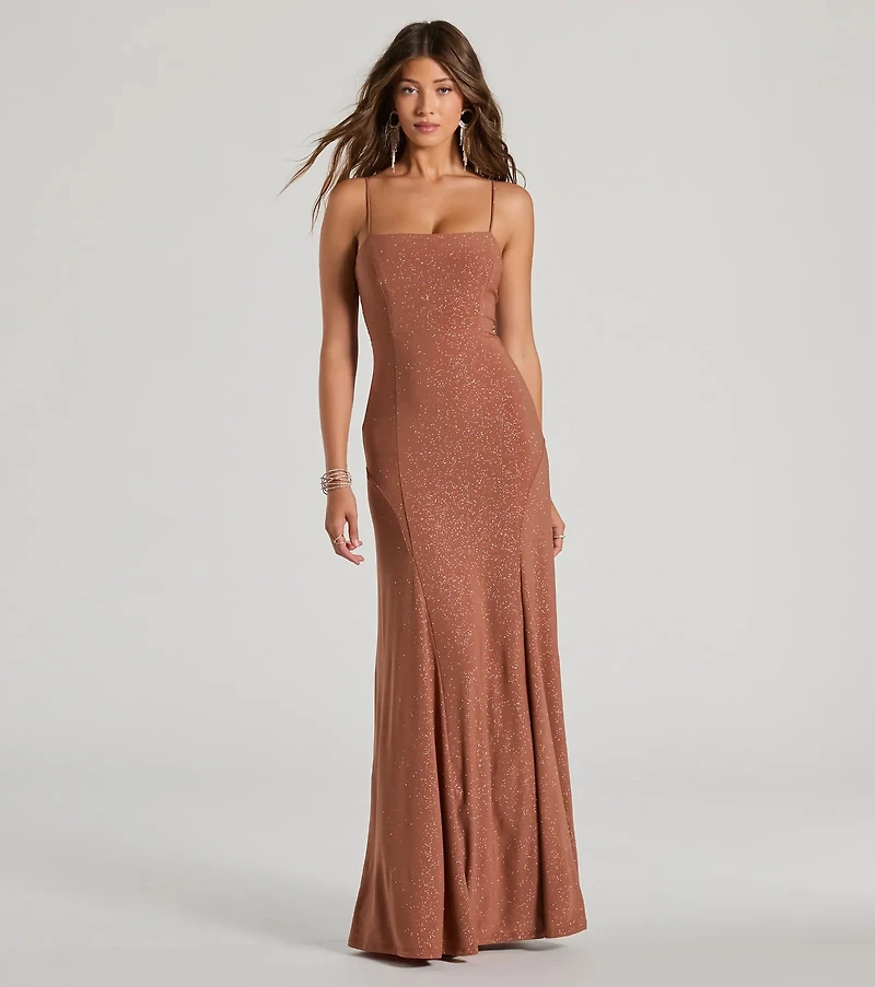 Wendy Sleeveless A-Line Glitter Formal Dress
