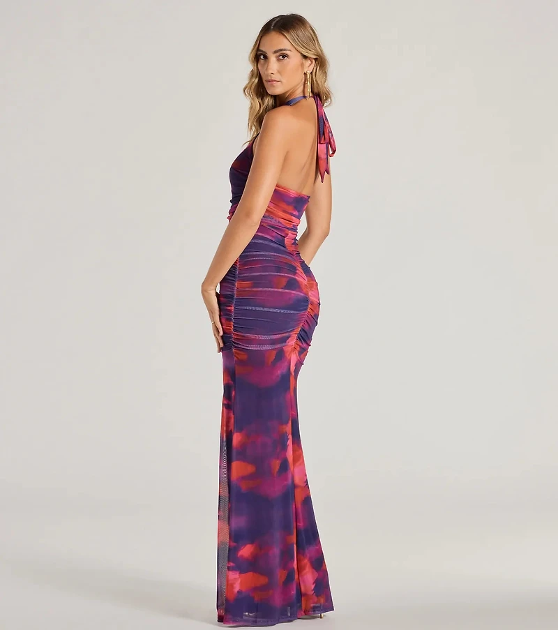 Jenny Halter Mermaid Tie-Dye Mesh Formal Dress