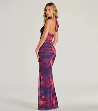 Jenny Halter Mermaid Tie-Dye Mesh Formal Dress