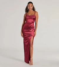 Amelia Formal Satin Embroidered Dress