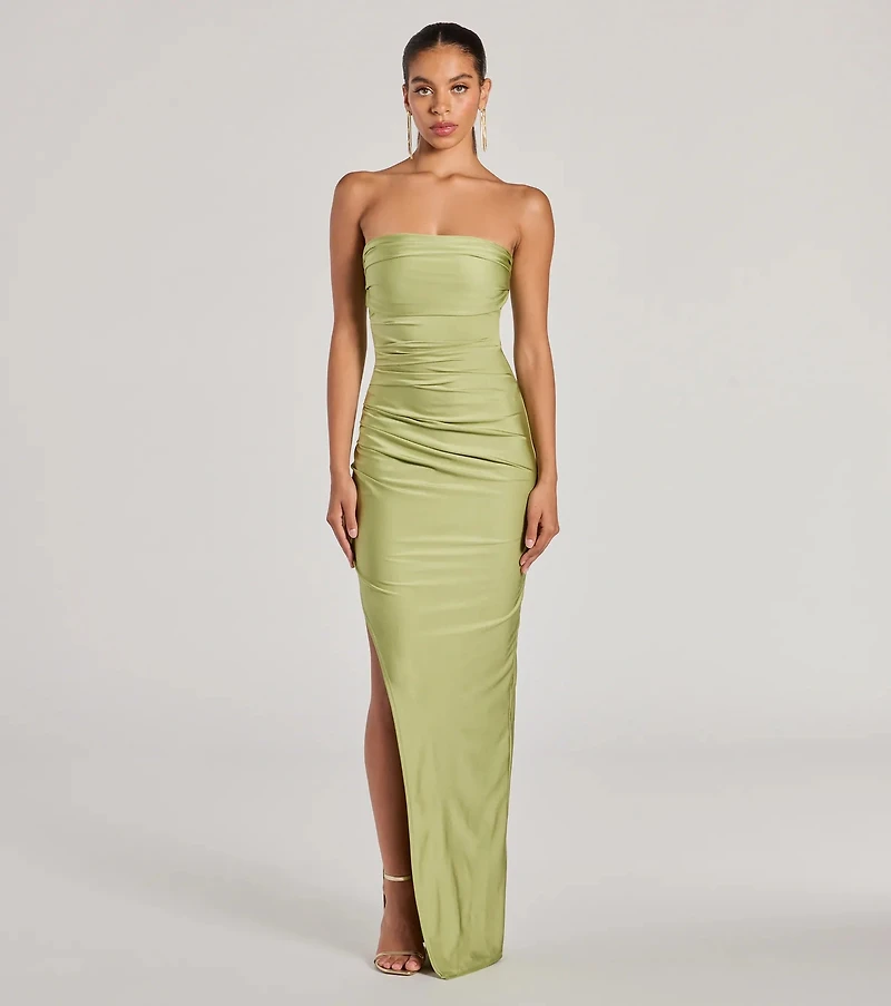 Anisley Strapless High Slit Column Formal Dress