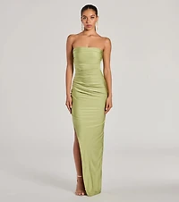 Anisley Strapless High Slit Column Formal Dress