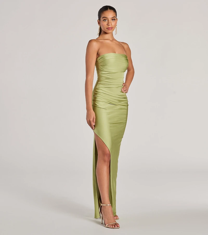 Anisley Strapless High Slit Column Formal Dress